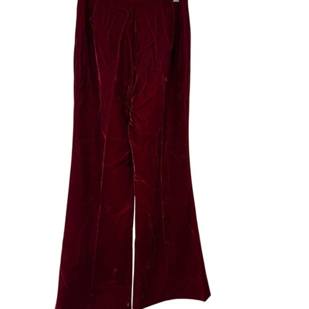 Velvet Boot Cut Pants in‎ Rich Burgundy